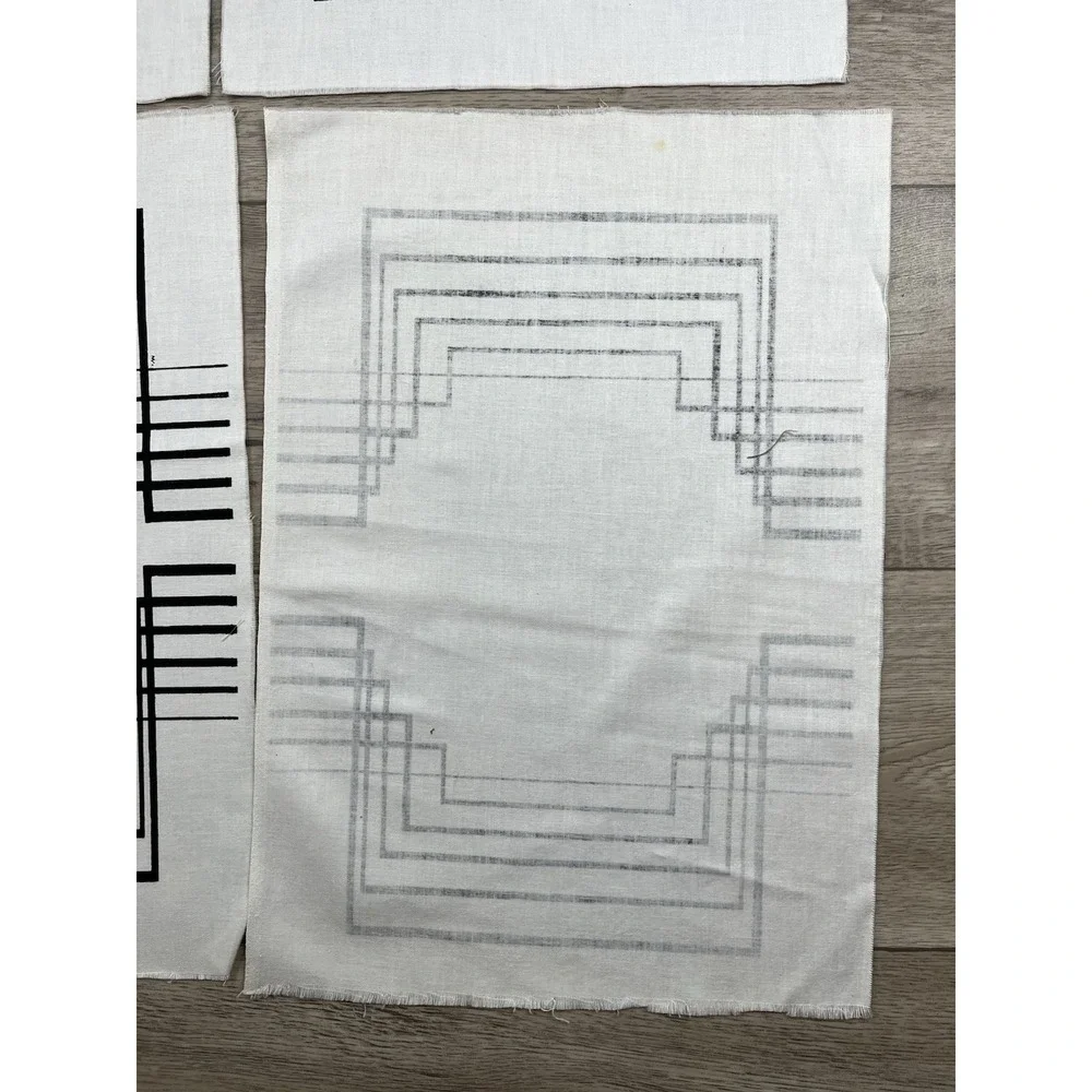 Fabric Blocks Geometric Art Deco Painted Cotton Quilt Artist Designed Lot of 11